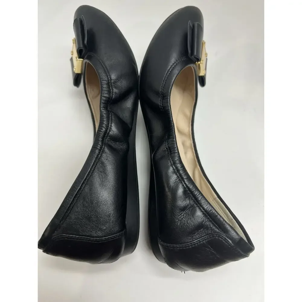 Cole Haan Women’s Tali Bow Ballet Flats Slip Ons Black Leather Size 7 Medium